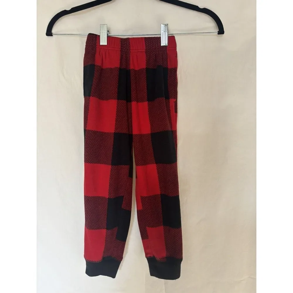 Old Navy Red Plaid Fleece Pajama Pants Girls Size‎ XS 5 B7